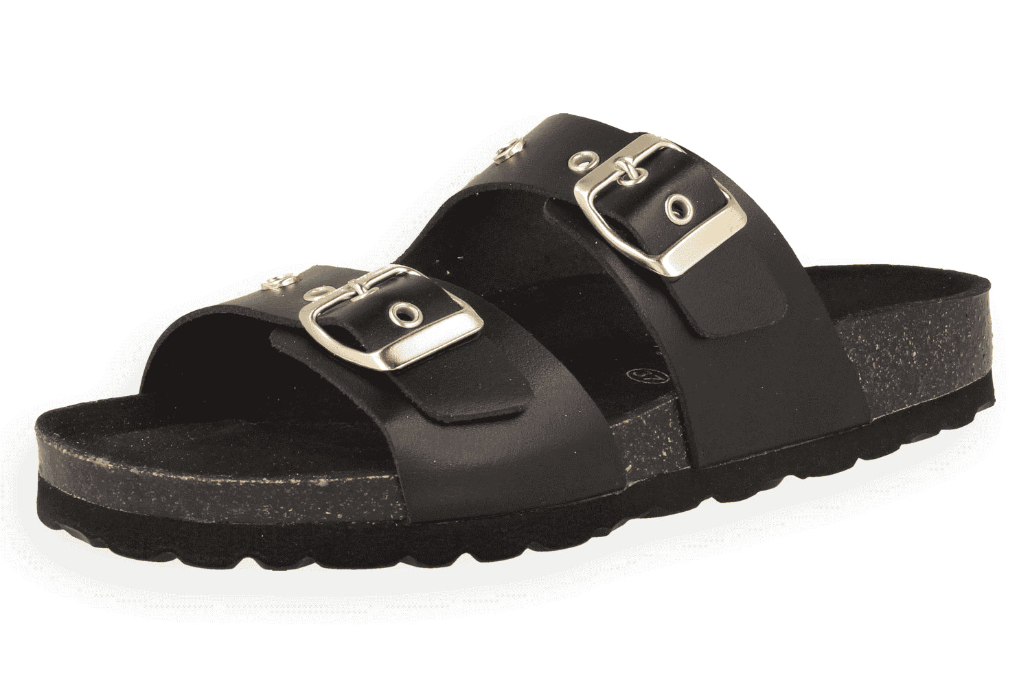 Sandalia Porto Negro D'Torres® | Piel Serraje con Remaches