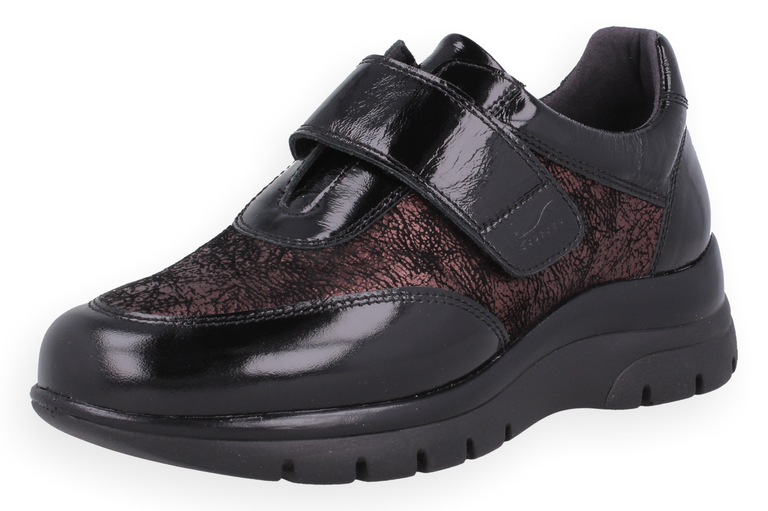 ABRIL NEGRO-BURDEOS D'TORRES®, ZAPATO TIPO DEPORTIVO ANATÓMICO DE MUJER, DISEÑADO PARA PIES DELICADOS, HORMA AMPLIA H.