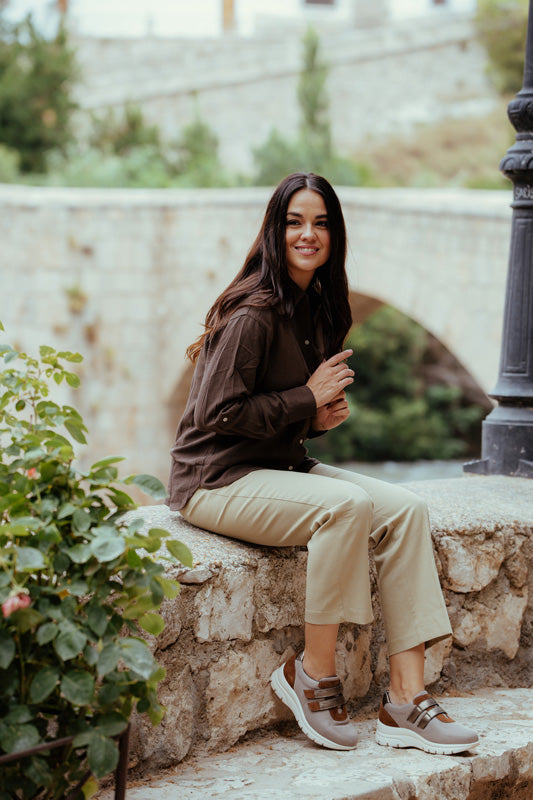 ISI TAUPE D'TORRES®, ZAPATO TIPO DEPORTIVO ANATÓMICO PARA MUJER, DISEÑADO PARA PIES DELICADOS, HORMA AMPLIA H.