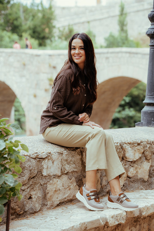 ISI TAUPE D'TORRES®, ZAPATO TIPO DEPORTIVO ANATÓMICO PARA MUJER, DISEÑADO PARA PIES DELICADOS, HORMA AMPLIA H.