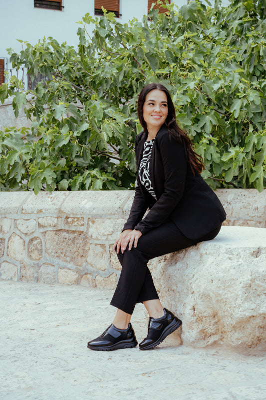 ABRIL NEGRO D'TORRES®, ZAPATO TIPO DEPORTIVO ANATÓMICO DE MUJER, DISEÑADO PARA PIES DELICADOS, HORMA AMPLIA H.