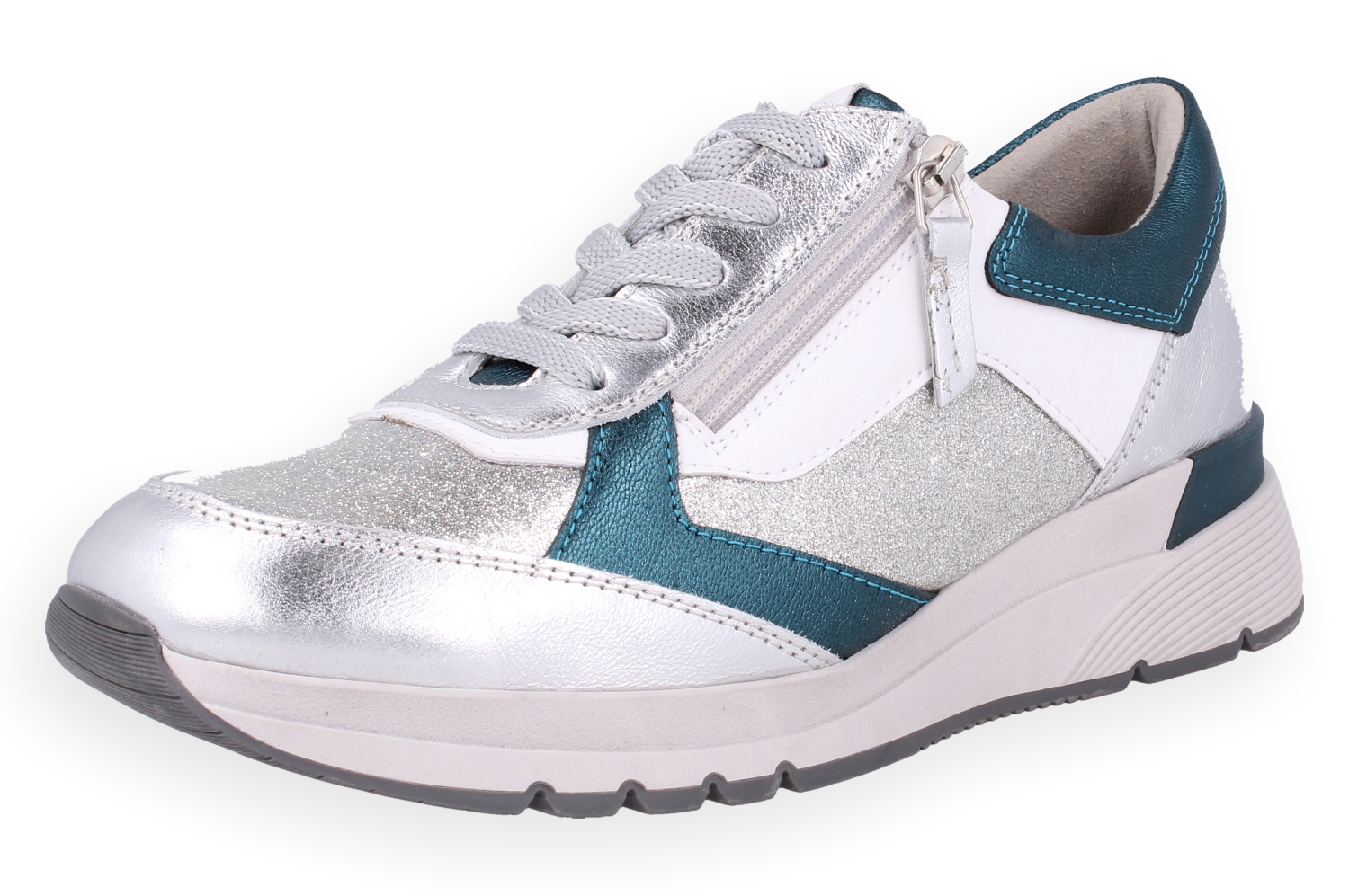 RIGA PLATA, D´Torres, ZAPATILLA DEPORTIVA URBANA DE MUJER, MUY CÓMODA CON HORMA AMPLIA PARA ADAPTAR PLANTILLAS.