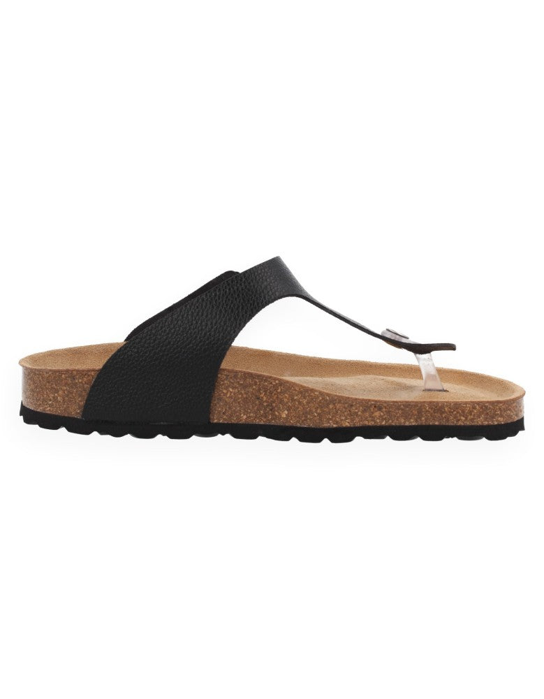 SANDALIA MANILVA FLIP-FLOP NEGRO - D'Torres®, PIEL NAPA CON PLANTA ANATÓMICA ACOLCHADA.