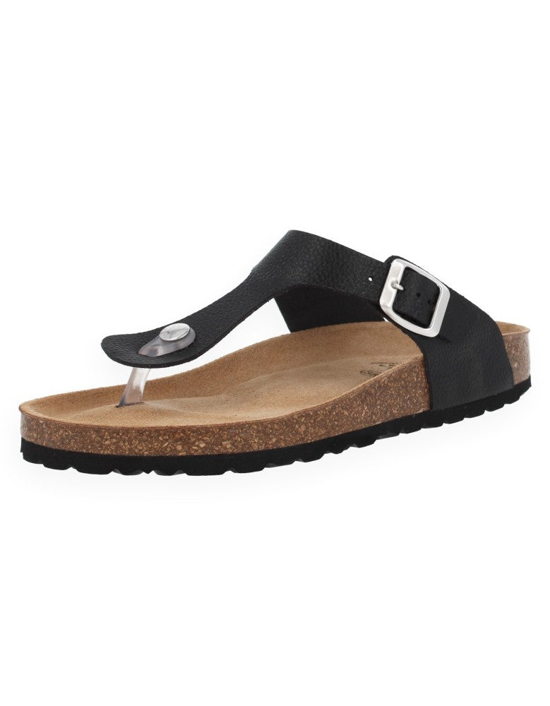 SANDALIA MANILVA FLIP-FLOP NEGRO - D'Torres®, PIEL NAPA CON PLANTA ANATÓMICA ACOLCHADA.