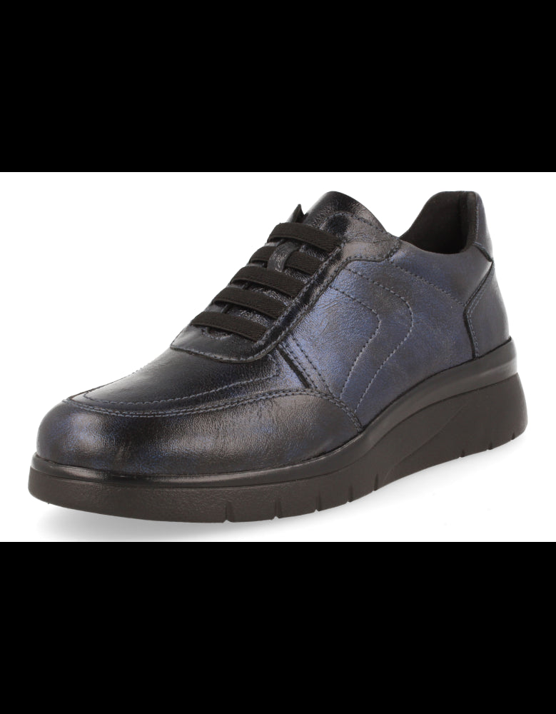 ZAPATO RONDA MARINO D'TORRES® DE PIEL METALIZADA Y HORMA ANCHA, CÓMODO PARA PIES DELICADOS, AJUSTES CORDONES ELASTICOS.