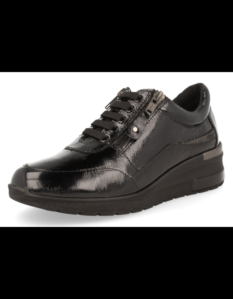 ZAPATO SEUL NEGRO CHAROL, D'TORRES® CON AJUSTE FACIL, HORMA ANCHA PARA PIES DELICADOS