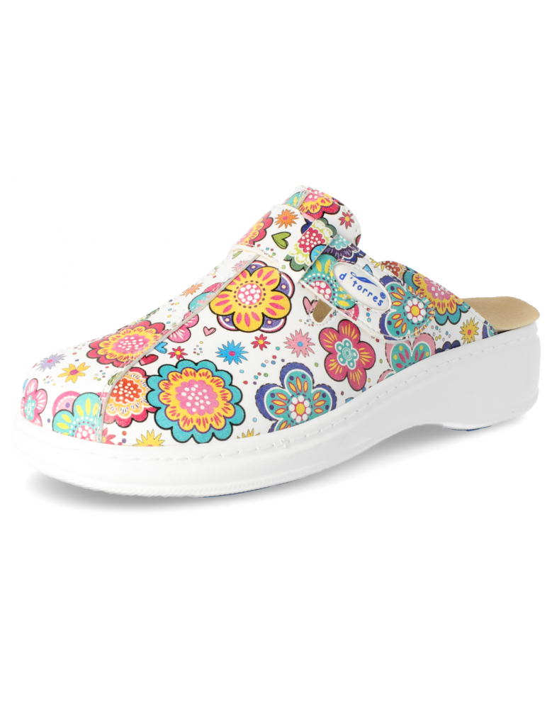 ZUECOS SANITARIO DE MUJER | MASTER PLUS FLORES | DOBLE PLANTILLA - D'Torres® - Oficial Shop