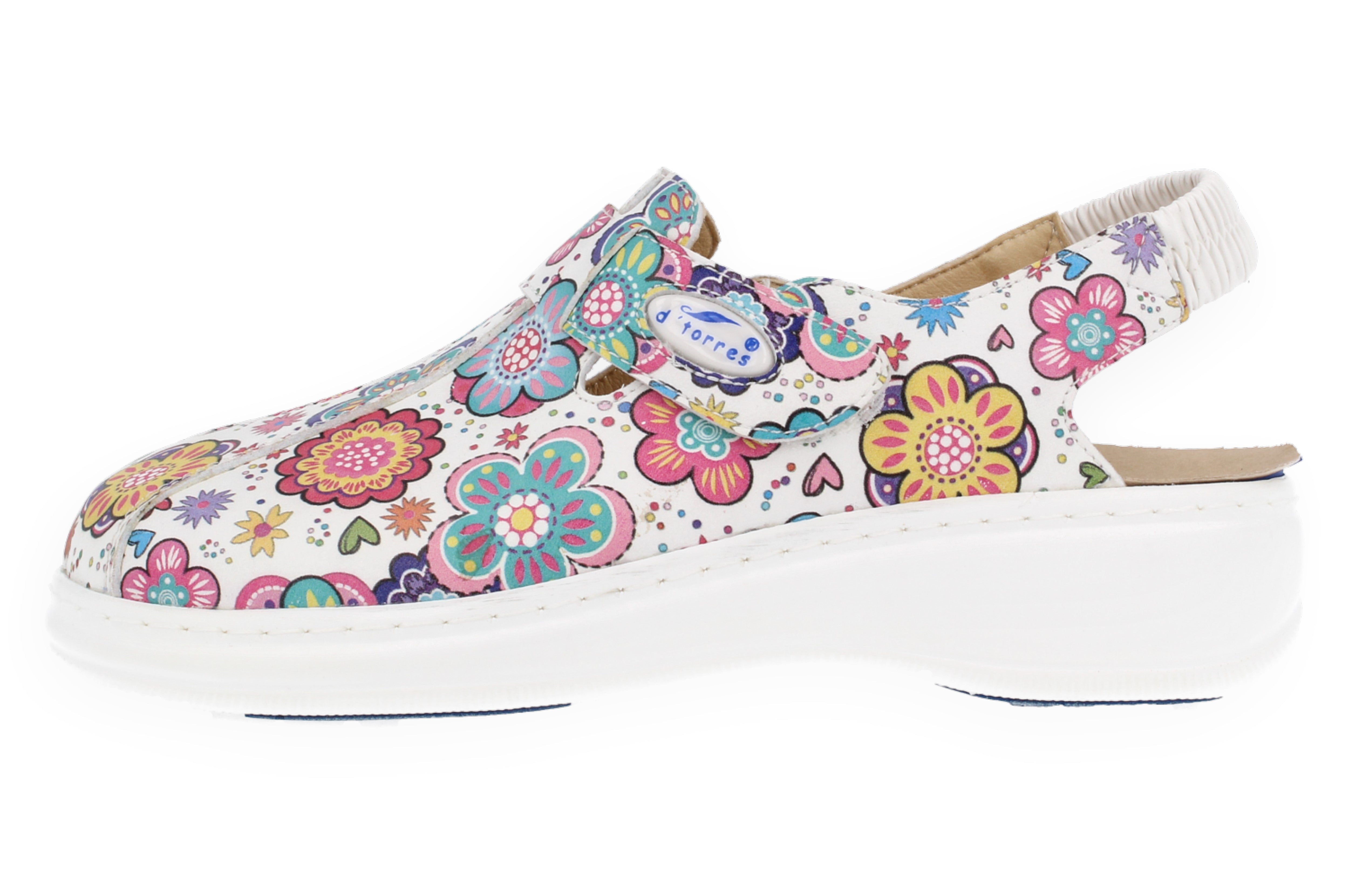 ZUECOS SANITARIOS DE MUJER CON TIRA, MUY CÓMODOS, MASTER PLUS FLORES DOBLE PLANTILLA - D'Torres® - Oficial Shop