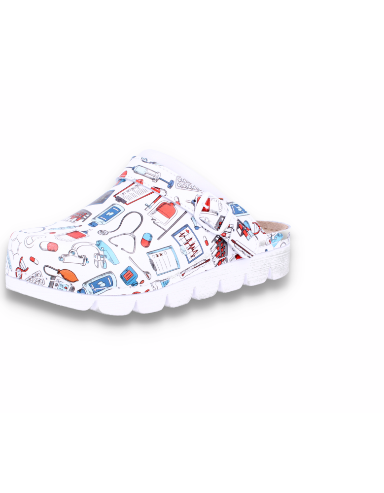 MASTER BACK STRAP D'TORRES | ZUECO SANITARIO DE PIEL COLOR BLANCO ICONOS