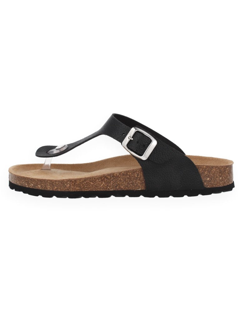 SANDALIA MANILVA FLIP-FLOP  NEGRO - D'Torres®, PIEL NAPA CON PLANTA ANATÓMICA ACOLCHADA.