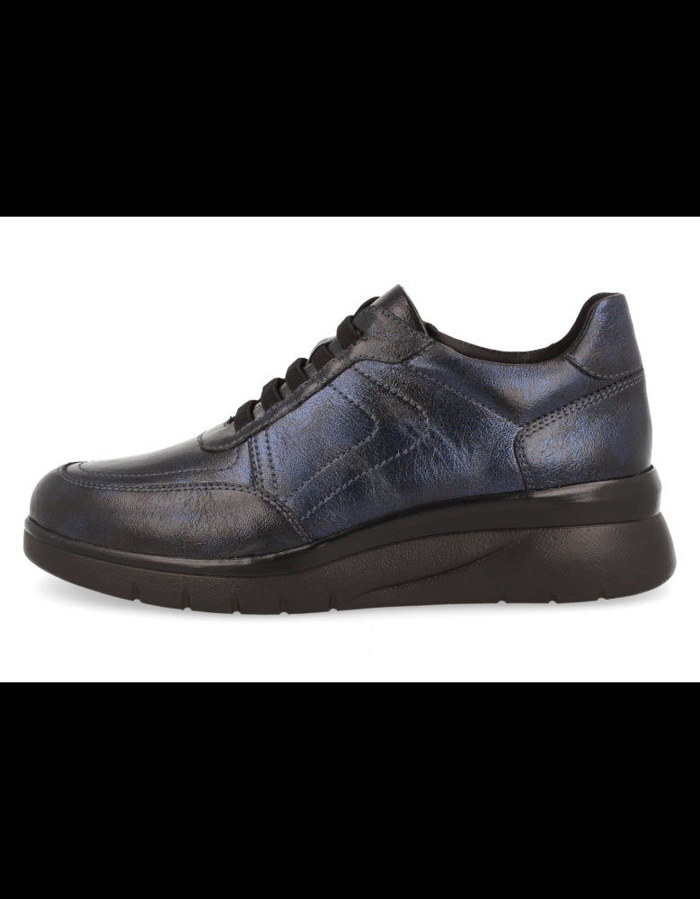ZAPATO RONDA MARINO D'TORRES® DE PIEL METALIZADA Y HORMA ANCHA, CÓMODO PARA PIES DELICADOS, AJUSTES CORDONES ELASTICOS.