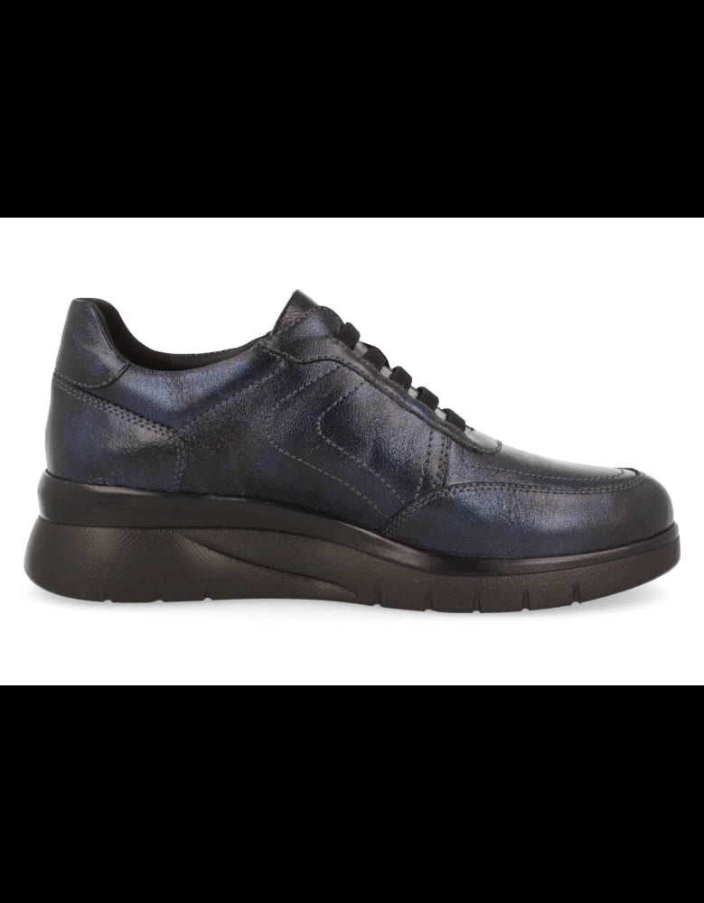 ZAPATO RONDA MARINO D'TORRES® DE PIEL METALIZADA Y HORMA ANCHA, CÓMODO PARA PIES DELICADOS, AJUSTES CORDONES ELASTICOS.
