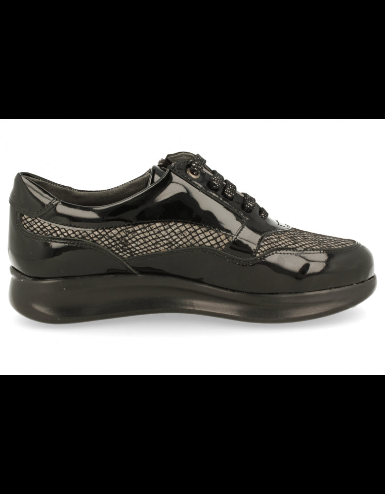 ZAPATO SEÑORA MUY CÓMODO, CON SUELA DE AMORTIGUACIÓN, BIBIANA 21 NEGRO PLATA