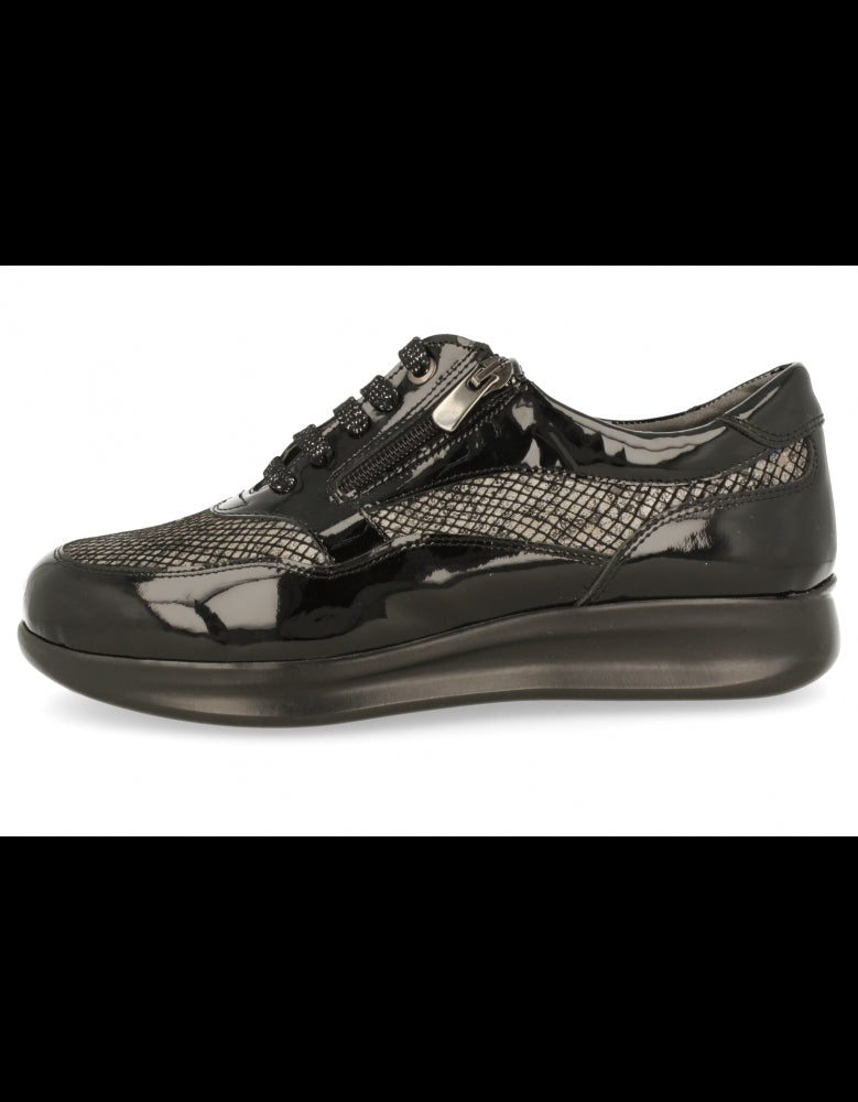 ZAPATO SEÑORA MUY CÓMODO, CON SUELA DE AMORTIGUACIÓN, BIBIANA 21 NEGRO PLATA