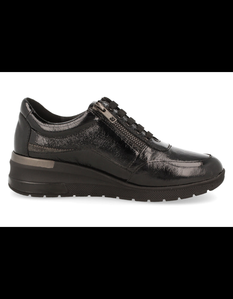 ZAPATO SEUL NEGRO CHAROL, D'TORRES® CON AJUSTE FACIL, HORMA ANCHA PARA PIES DELICADOS