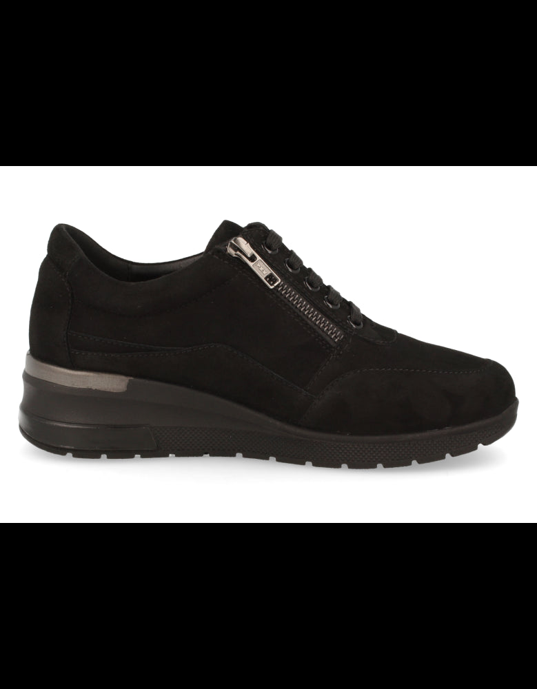 ZAPATO TOSCANA NEGRO D'TORRES® DE PIEL SERRAJE Y HORMA ANCHA, CÓMODO PARA PIES DELICADOS