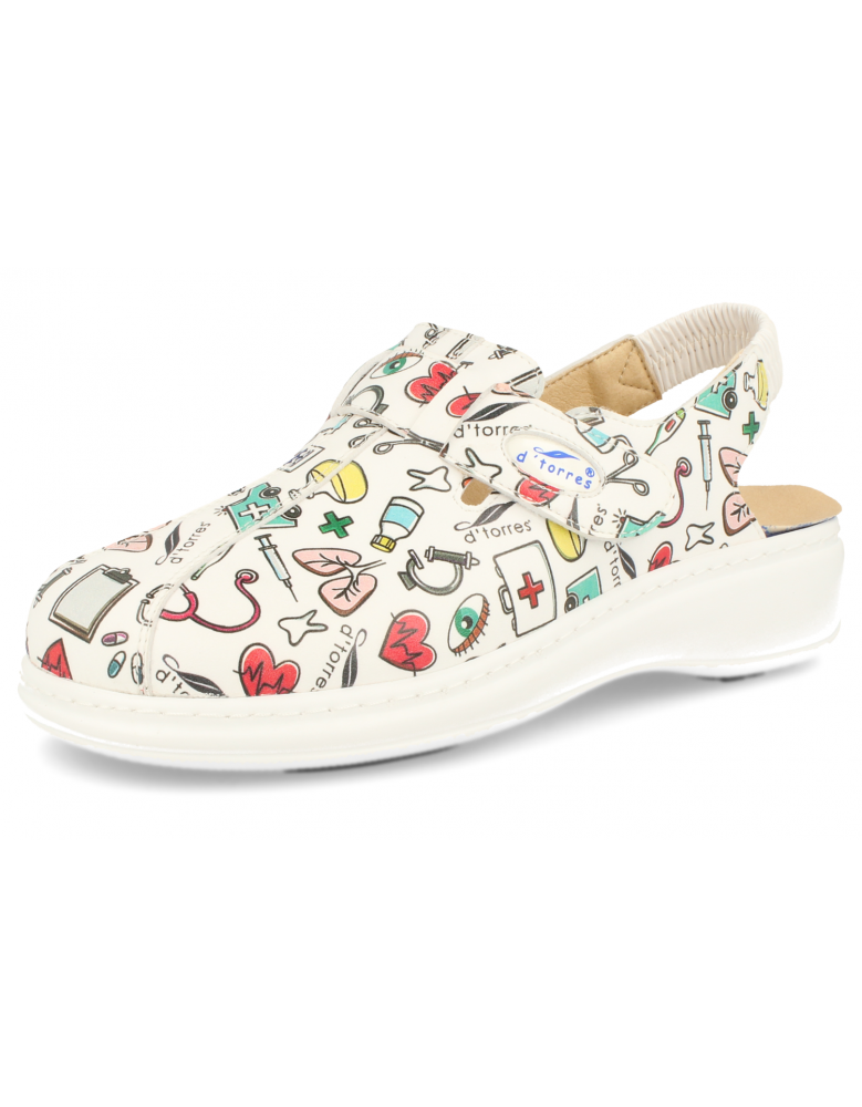 ZUECOS SANITARIOS MUJER,CON TIRA MASTER PLUS ICONOS SANITARIOS, DOBLE PLANTILLA D'Torres - D'Torres® - Oficial Shop